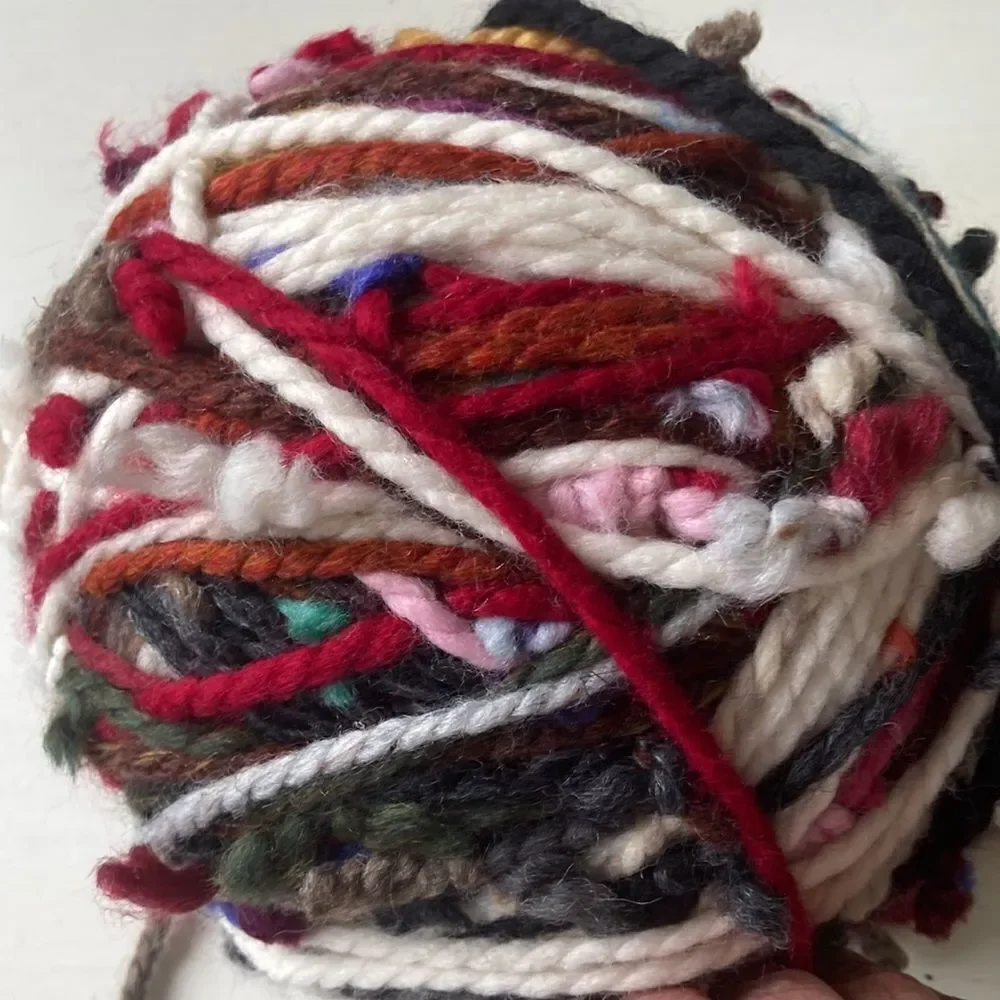 Big Ball Of Mixed 🧶 Yarns That Have Been Tied Together Ready For Creation